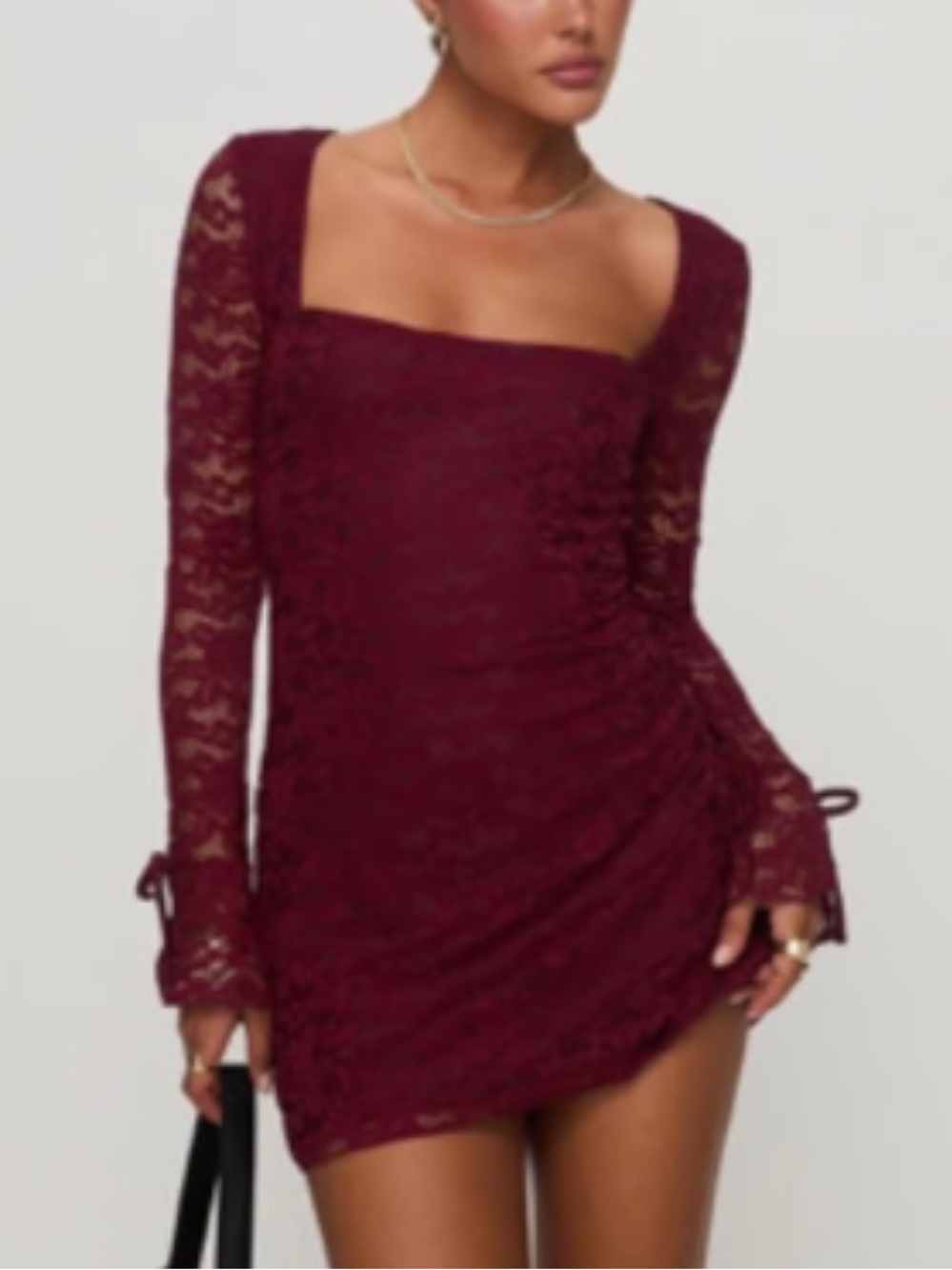 NWT! Princess Polly Women’s Lace Long-Sleeve Dress - Burgundy SIZE 6